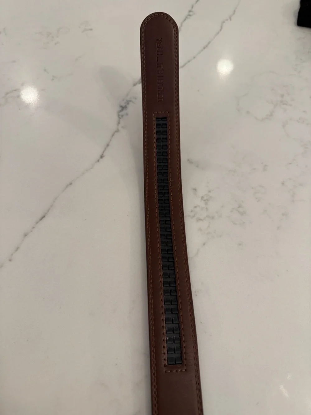 Brown Leather Belt with Silver Automatic Buckle
